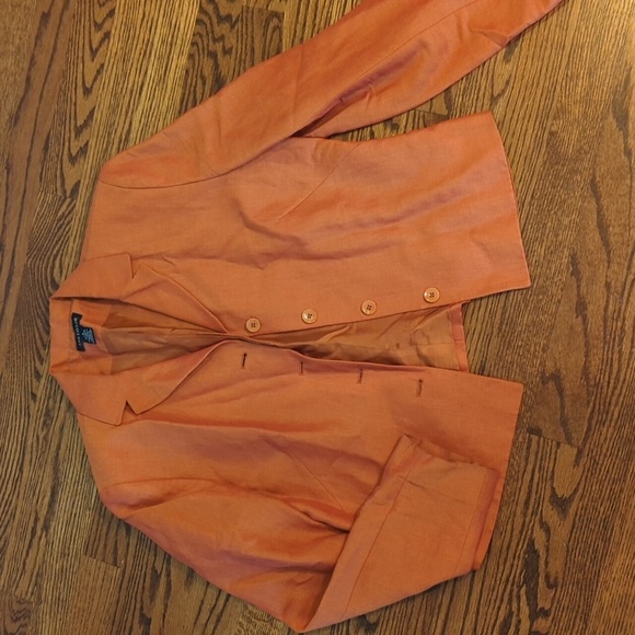 Ann Taylor Linen Blend Orange Button-Up Modern Career Office Siren Blazer Sz 8 - Picture 3 of 9